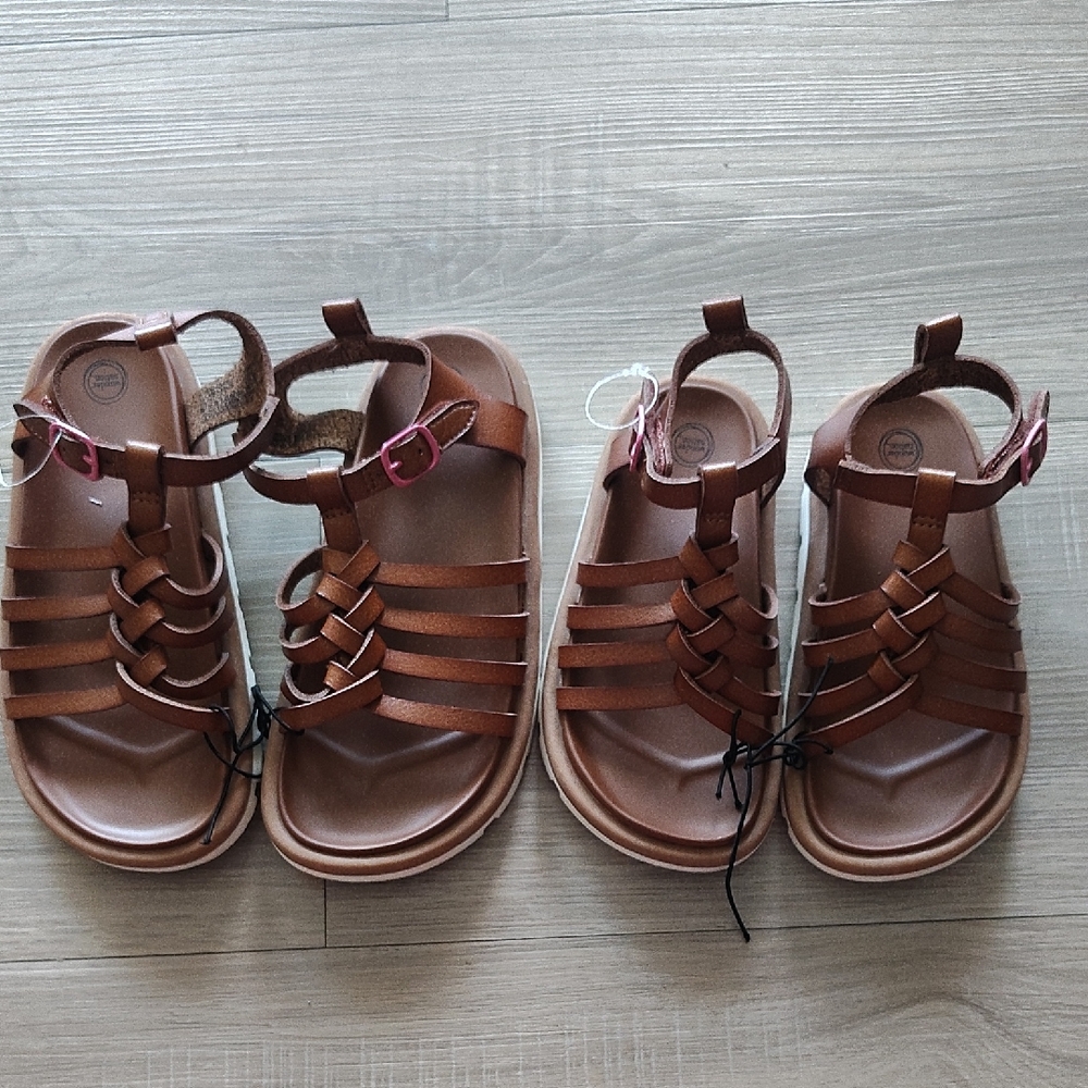 wonder nation Brown Girls Braided Strap Sandals-Sold Each